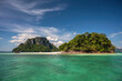 Tropical islands view with ocean blue sea water and white sand beach at Thale Waek (Separated Sea), Krabi Thailand nature landscape