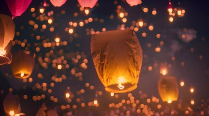 Wall Mural - a bunch of lanterns floating in the air