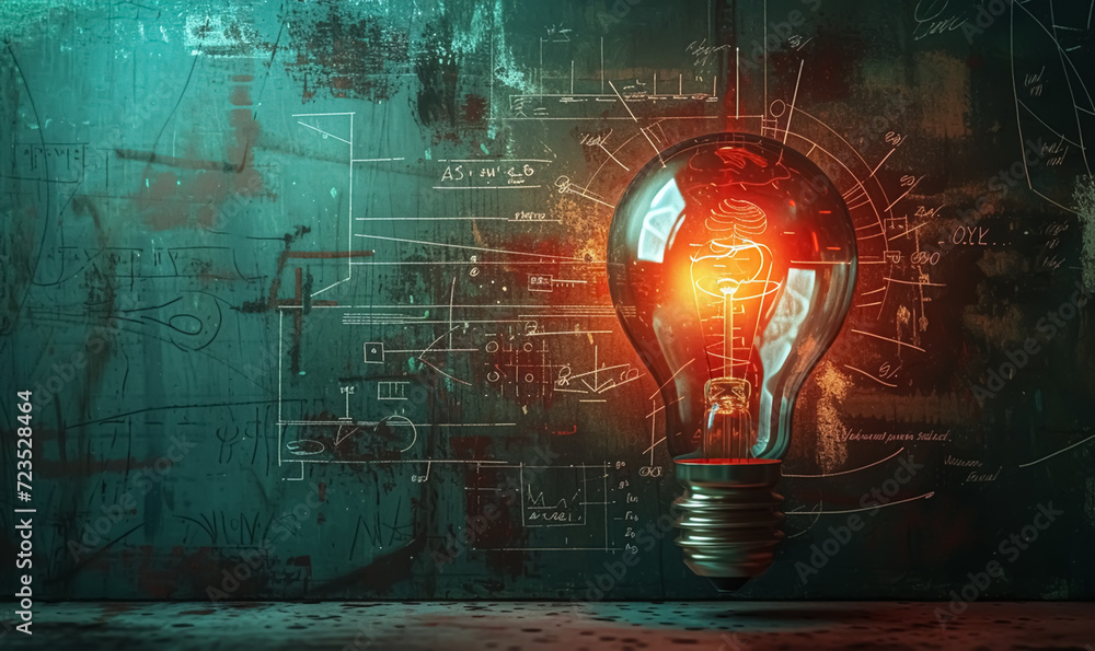 Illuminated light bulb shows bright idea for business growth and ...