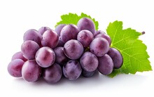 Luscious Purple Grapes Elegantly Arranged On A Pristine White Background. The Dark Hues Of The Grapes Contrast Beautifully With The Clean Backdrop.