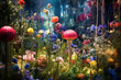 realistics Behold enchanting spectacle as garden metamorphoses into a vibrant tapestry of hues, forms, and textures, a testament to ingenuity of mankind and abundant wonders bestowed by nature