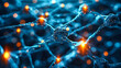 © Jahid - Abstract Blue Network: Futuristic Digital Connectivity, Molecular Science, Hexagonal Mesh Pattern in Dark Technology Background
