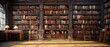  ancient bookshelves full of Old ancient books  and manuscripts