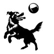 Dog Playing With Ball Logo Monochrome Design Style