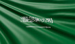 Waving Saudi Arabia Flag Satin Fabric - 3D Illustration Render