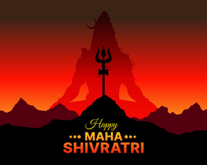 Canvas Print - Maha Shivratri festival blessings card design kailash mountain background template vector