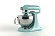 Retro style turquoise stand mixer on white background. home baking essentials. perfect for kitchen appliance marketing. AI