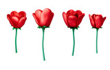 Fototapeta Perspektywa 3d - 3d Red Rose Flower.3d illustration.,Red rose flower plastic 3d bouquet symbolism love romantic icon.