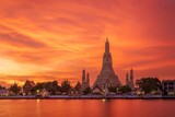 Fototapeta Na drzwi - Wat Arun Ratchawararam Temple Dawn Five Pagodas During Twilight Famous Tourist Destination Bangkok Thailand 1