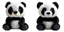 Stuffed Panda Plushie Set Isolated On Transparent Or White Background, PNG