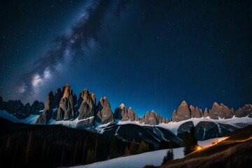 Wall Mural - winter landscape with mountains