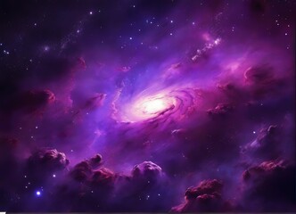 Purple space galaxy cloud nebula and Stary night cosmos in Universe science astronomy background wallpaper from Generative AI