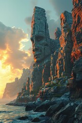 Wall Mural - stone statues in the mountains