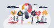 © VectorMine - Collaborative brainstorming tools for new creative ideas tiny person concept. Teamwork communication as effective management vector illustration. Business innovations with cooperation and partnership