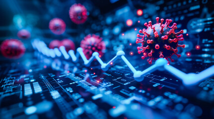 Virus Finance Business: Financial Graph Chart in Market Economic Epidemic and Global Money with Outbreak Quarantine