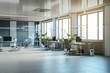 © Who is Danny - New spacious coworking room interior with various objects. 3D Rendering.