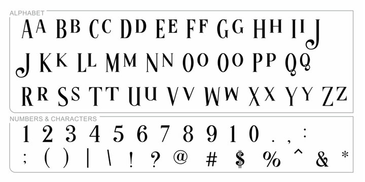 Alphabet Split Monogram, Split Letter Monogram, Alphabet Frame Font. Laser cut template. Initial monogram letters.