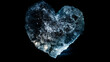 heart, crystal stone heart, natural gemstone symbol of love on a black background, druse of rock crystal