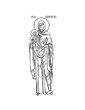 Saint Elizabeth. Coloring page in Byzantine style on white background