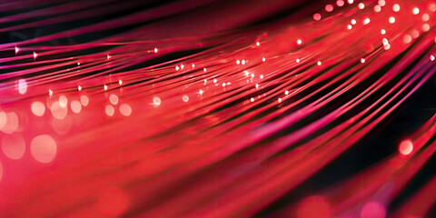 3D Rendering of abstract wire cable tunnel with digital binary data transmitting.red Glowing data cables transferring information. 
futuristic, Technology, machine learning, big data, virtualization
