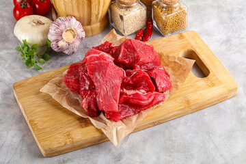 Sliced raw beef meat for cooking