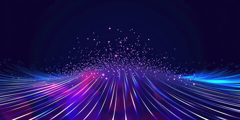 Wall Mural - 3d rendering of abstract wire cable tunnel with digital binary data transmitting.pink glowing data c