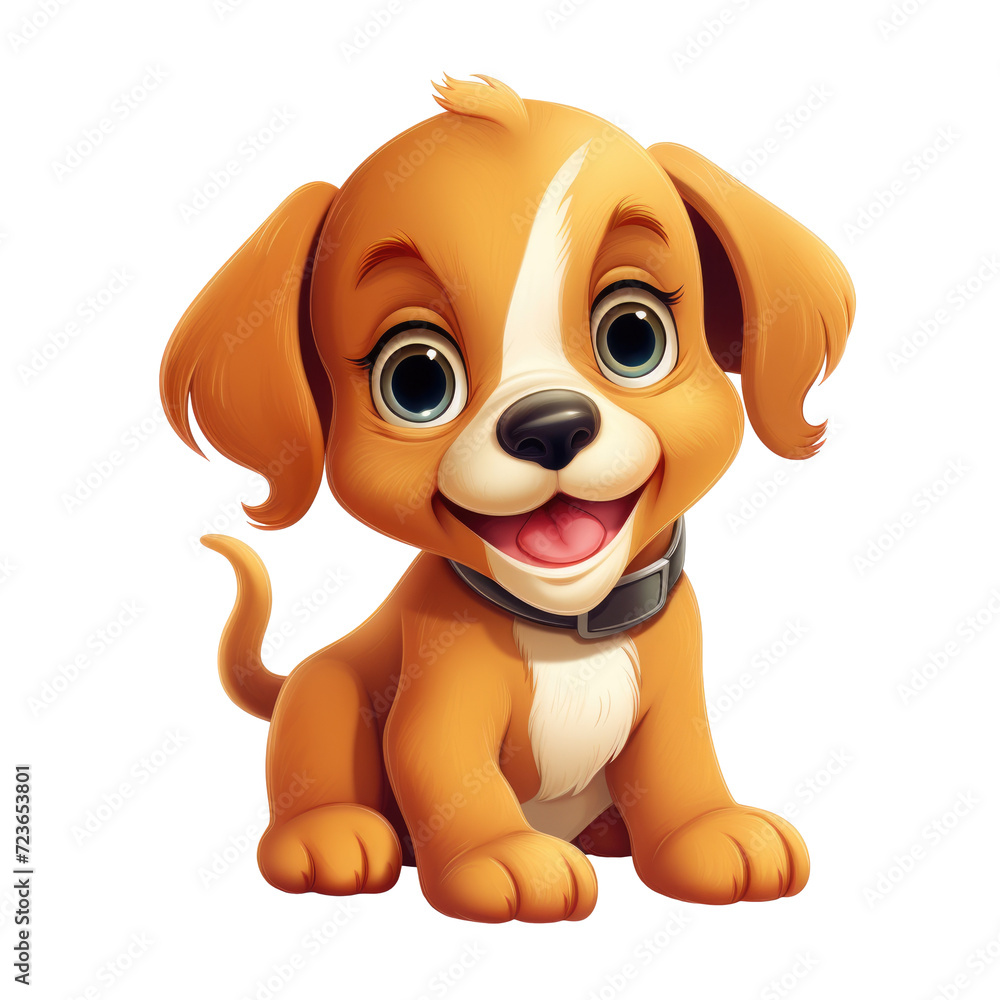 Cute cartoon puppy isolated on transparent background, png Stock ...