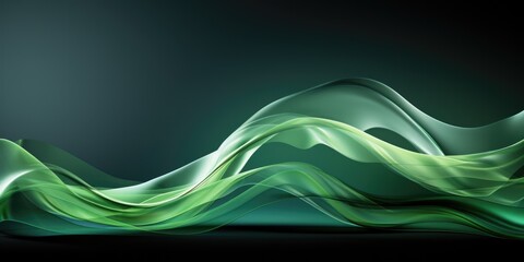 Green abstract background in the form of waves, haze. Modern background with the effect of movement, sliding, motion
