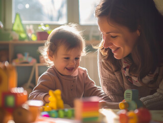 Sticker - The kindergarten teacher creates a fun learning game for the children in her adorable classroom.