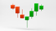Graphic of 3D candlestick in stock market, 3D render