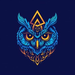 Wall Mural - esoteric owl logo on a dark background