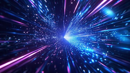 Wall Mural - a mesmerizing image depicting the warp drive effect, simulating travel at the speed of light through