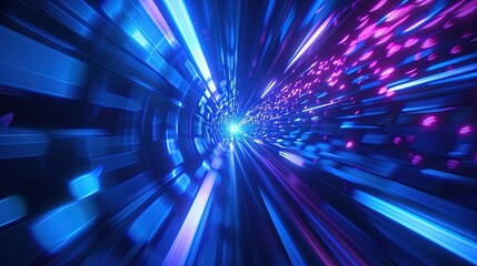 Wall Mural - an abstract image capturing the high-speed movement through a futuristic tunnel, illuminated by stre