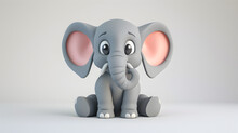 An Endearing 3D Character Design Of A Baby Elephant In Cartoon Style