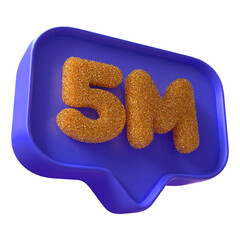 Wall Mural - 5M followers icon 3d illustration blue