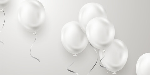 Wall Mural - Banner template vector background design beautiful 3d white balloon illustration
