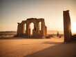 Ancient Ruins in the Desert Landscape - Archaeological Wonders at Sunset