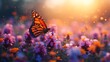 A Beautiful Butterfly in a Field of Flowers Generative AI