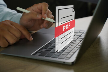 pdf button on screen laptop computer converting process of document to another format convert pdf fi