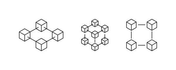 Box connection icons. Linear style. Vector icons