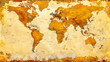 Vintage map with grunge texture, antique geographical background of world continents, concept of travel and exploration