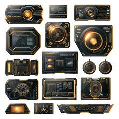 Poster - Futuristic technology frames interface hud element design for ui games template