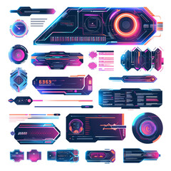 Leinwandbilder - Futuristic callouts titles. Info boxes, digital information bar labels, modern description banner. Hud collection