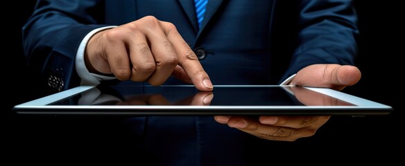 Poster - businessman working on digital tablet