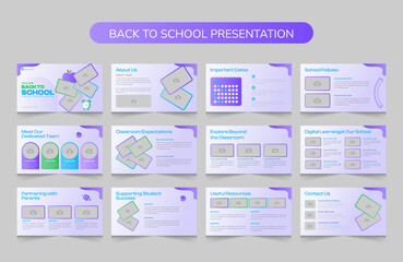 Wall Mural - Kids school admission powerpoint presentation editable slide design templates
