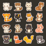 Fototapeta Pokój dzieciecy - cute animals stickers a individual for UI design or app icon 