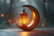 Glowing Lamp with a Crescent Moon: A Perfect Blend of Tradition and Modernity for the Month of Ramadan Generative AI