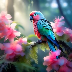 Wall Mural - macaw parrot sitting on the tree