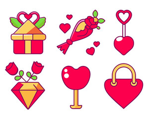 Wall Mural - valentine icon set vector