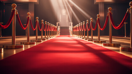 Red carpet staircase background, VIP entrance, night awards ceremony